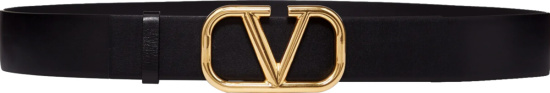 Valentino Black And Gold Tone Vlogo Belt