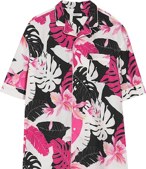 Valentino Black And Hot Pink Hawaiian Shirt