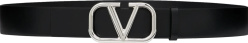 Valentino Black And Silver Tone Vlogo Buckle Belt