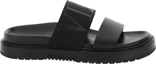 Valentino Black Double Logo Strap Sandals