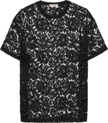 Valentino Black Floral Lace T Shirt