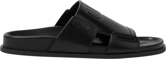 Valentino Black Leather Vlogo Slides