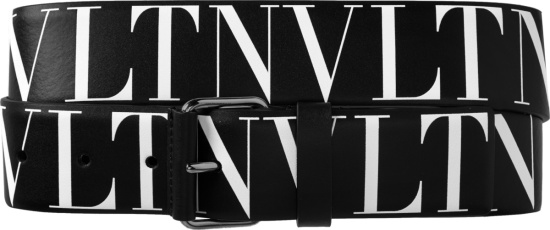 Valentino Black Vltn Print Logo Belt