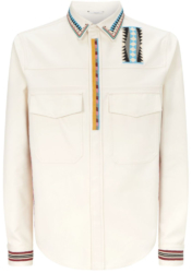 Ivory Tribal-Bead Shirt Jacket