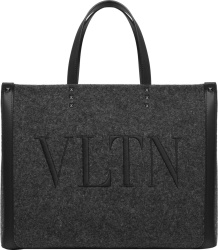 Valentino Grey Wool Felt Vltn Tote Bag