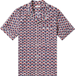 Valentino Navy And Red Logo Scale Shirt