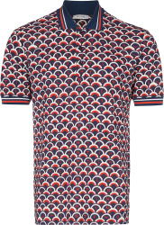 Valentino Navy Blue Red And White Scale Print Polo