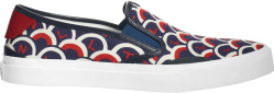 Valentino Navy Red And White Scale Print Slip On Sneakers