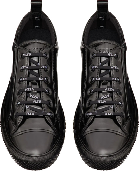 Valentino Patent Black Low Top Sneakers