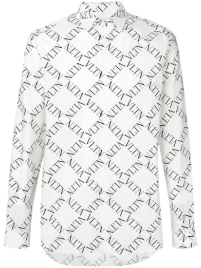 Valentino White Vltn Grid Print Shirt Worn By Gunna