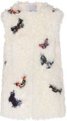 White Shearling Butterflies Vest