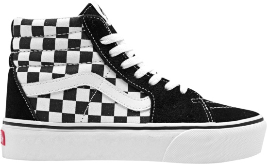 Vans Black White Checkered Sk8 Hi Platform Sneakers