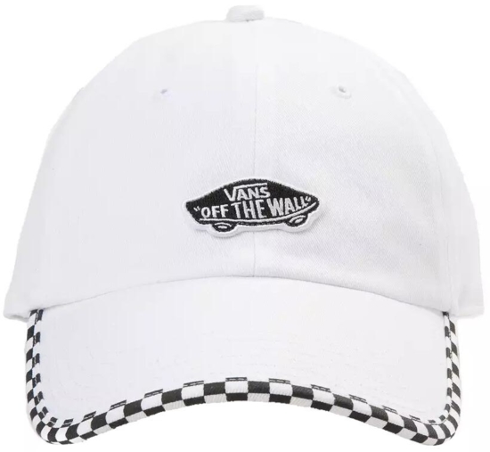 Vans White Hat With Checkerboard Trim And Strap