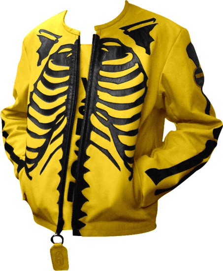 Vanson Leathers X Fly Geenius Yellow Black Wolverine Skeleton Bones Jacket