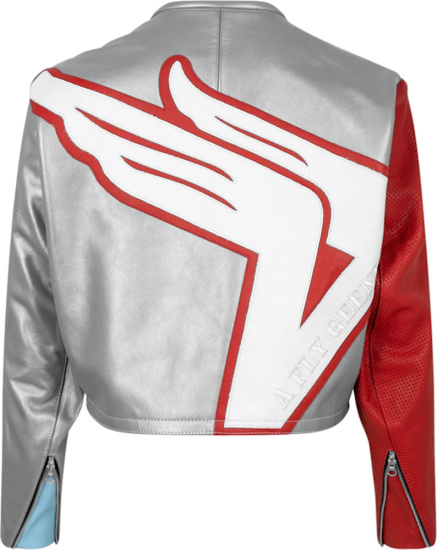 Vanson X Fly Geenius X Aleali May Silver And Red Leather Jacket