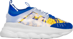 Blue & Gold Baroque 'Chain Reaction' Sneakers