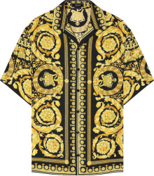 Versace Black And Gold Barocco Silk Shirt