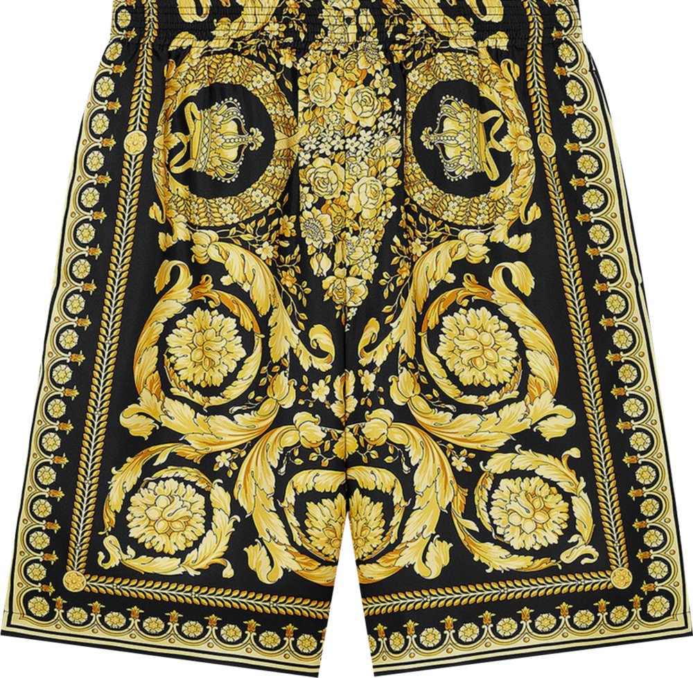 Versace Black & Gold Barocco Shorts | INC STYLE