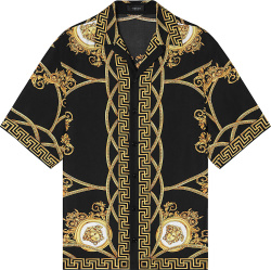 Versace Black And Gold La Coupe Des Dieux Silk Shirt