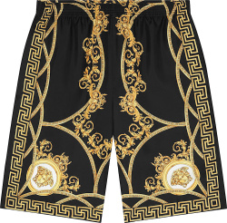 Versace Black And Gold La Coupe Des Dieux Silk Shorts