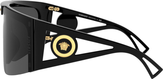 Versace Black And Gold Medusa Shield Mask Sunglasses