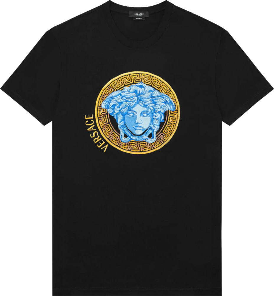 Versace Black & Neon Blue-Medusa T-Shirt | Incorporated Style