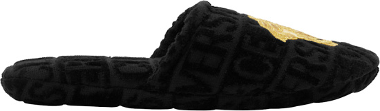 Versace Black Logomania Medusa Head Slippers