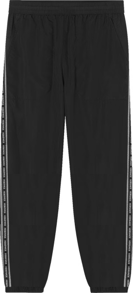 Versace Black Nylon Logo Tape Side Stripe Trackpants