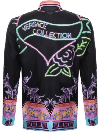 Versace Black Shirt With Pink And Purple Print