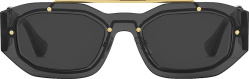 Versace Clear Black And Gold Wide Oval Sunglasses