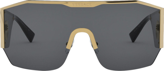 Versace Gold And Black Medusa Shield Halo Sunglasses