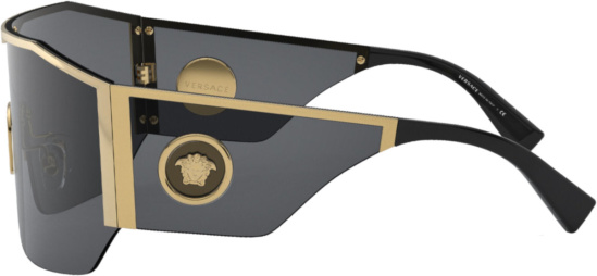 Versace Gold And Black Oversized Shield Sunglasses