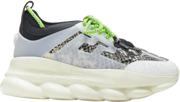 Versace Grey Python Print Chain Reaction Sneakers