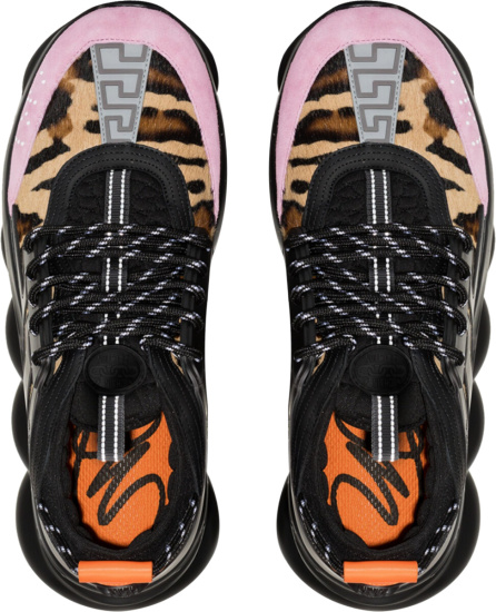 Versace Leopard Black Pink Chain Reaction Sneakers