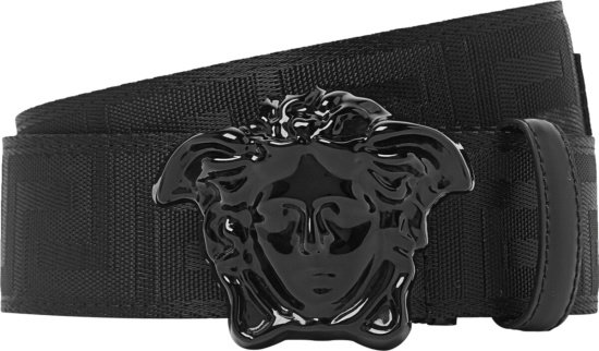Versace Black Web & Medusa-Head Belt | Incorporated Style
