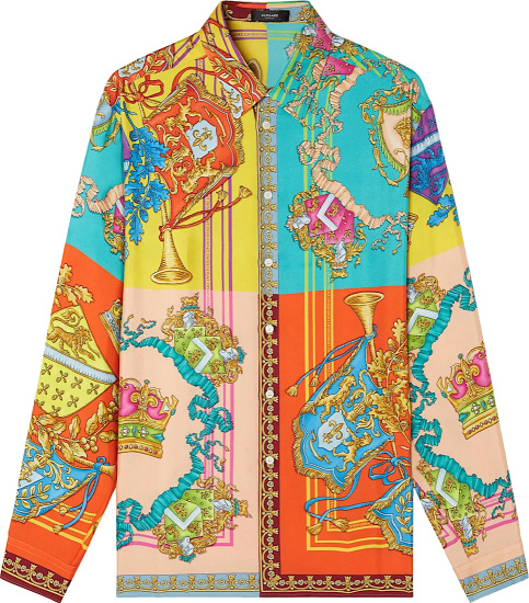 Versace Multicolor Royal Rebellion Silk Shirt