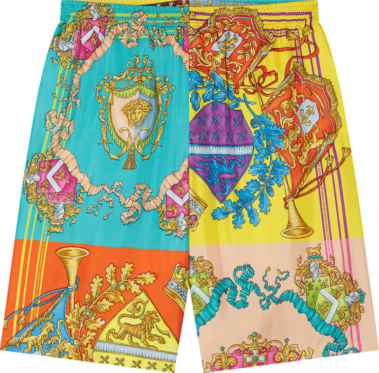 Versace Multicolor Royal Rebellion Silk Shorts
