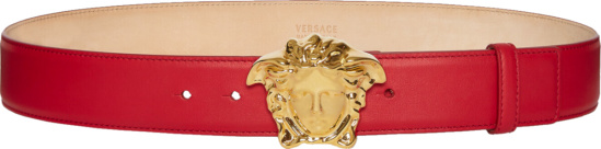 Versace Red And Gold Tone Medusa Head Belt