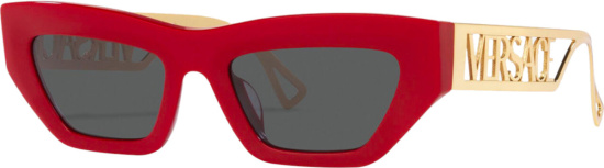 Versace Red Vintage 90s Logo Cat Eye Sunglasses