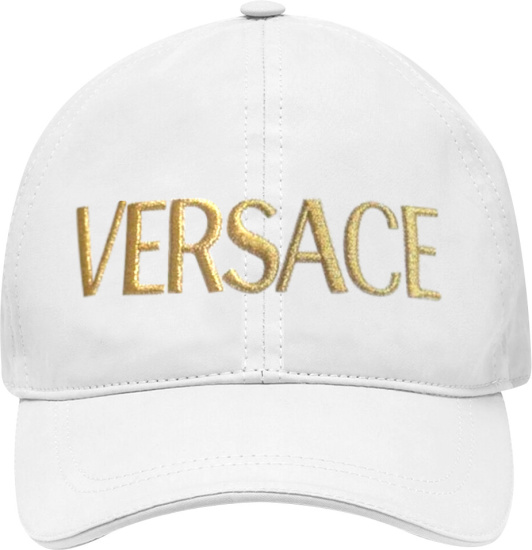 Versace White And Gold Logo Embroidered Hat