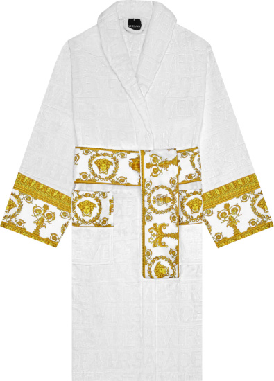 Versace White And Gold Trim I Heart Baroque Robe Zacj00008 Zcosp052 Z4001