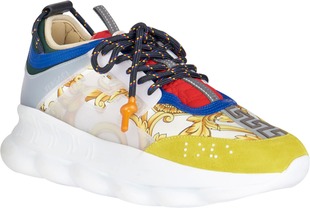 Versace Multicolor & White Baroque Print ‘Chain Reaction’ Sneakers ...