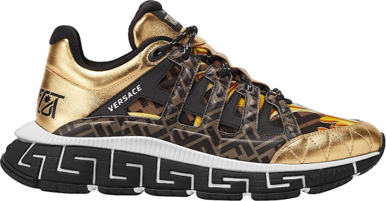 Versace X Fendi Metallic Gold Trigreca Sneakers