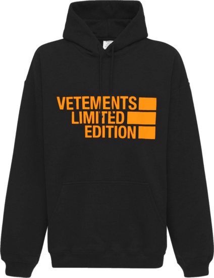 Vetements Black And Orange Limited Edition Logo Hoodie