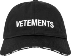 Vetements Black Logo Embroidered Adjustable Hat