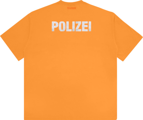 Vetements Orange Reflective Police Logo T Shirt