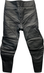 Vetemetns Black Leather Biker Moto Pants