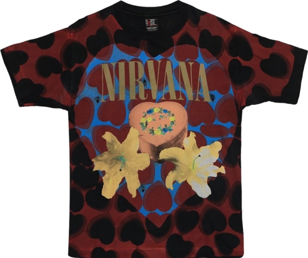 Vintage Nirvana Black And Red Heart T Shirt