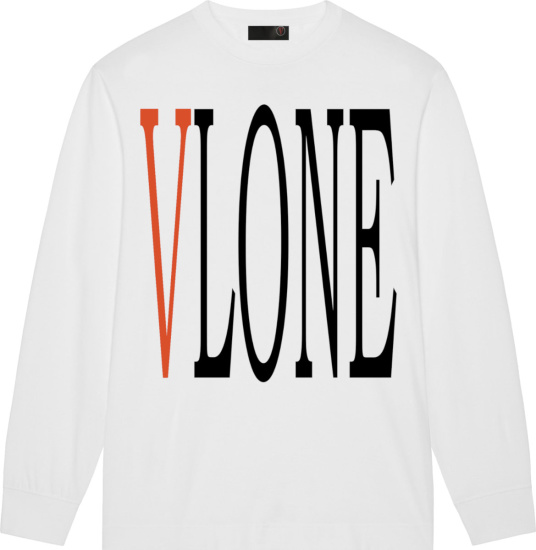 Vlone White And Orange Logo Reversible Logo Tee