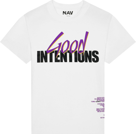 Vlone White And Purple Good Intentions T Shirt
